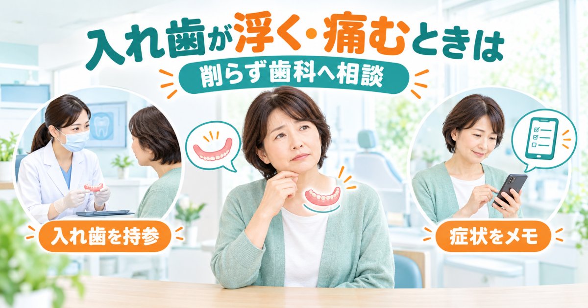人前で入れ歯が浮く・落ちる・痛む…受診の目安と削らない理由