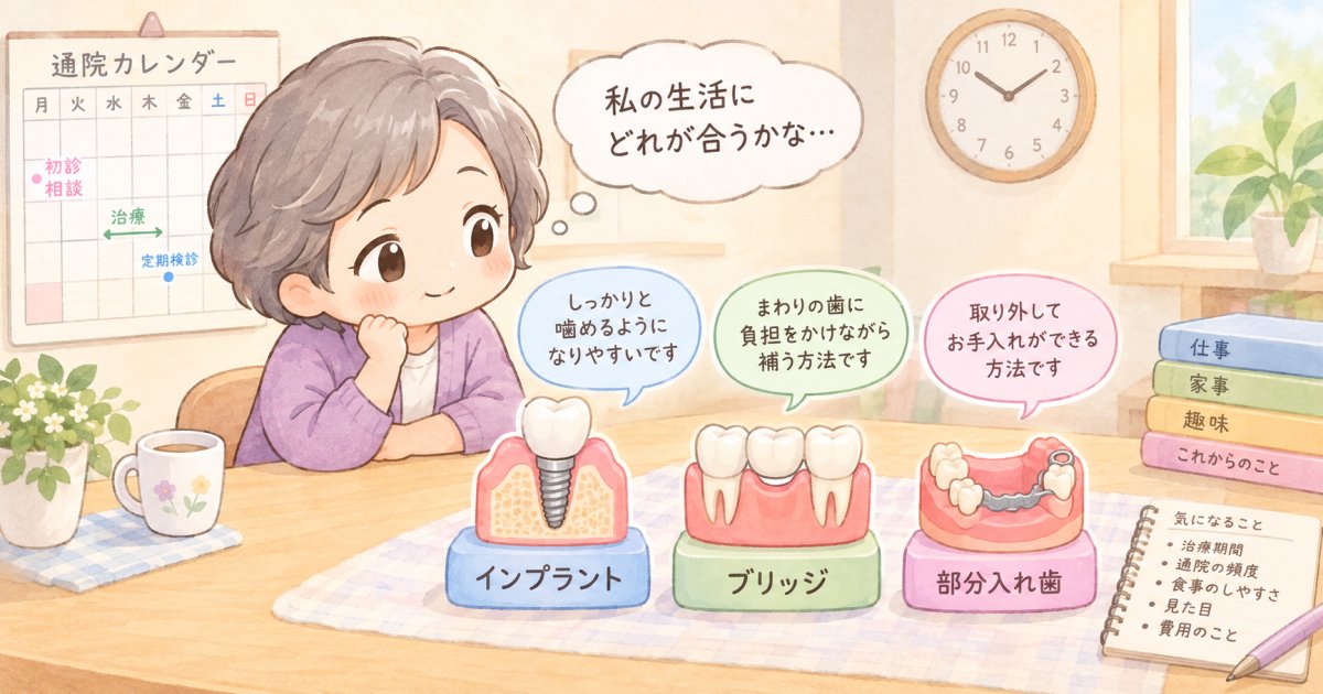 骨造成を伴うインプラントと入れ歯・ブリッジの違い
